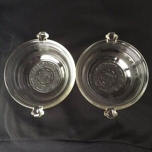 Set of Two Clear Glass Bowls with Handles